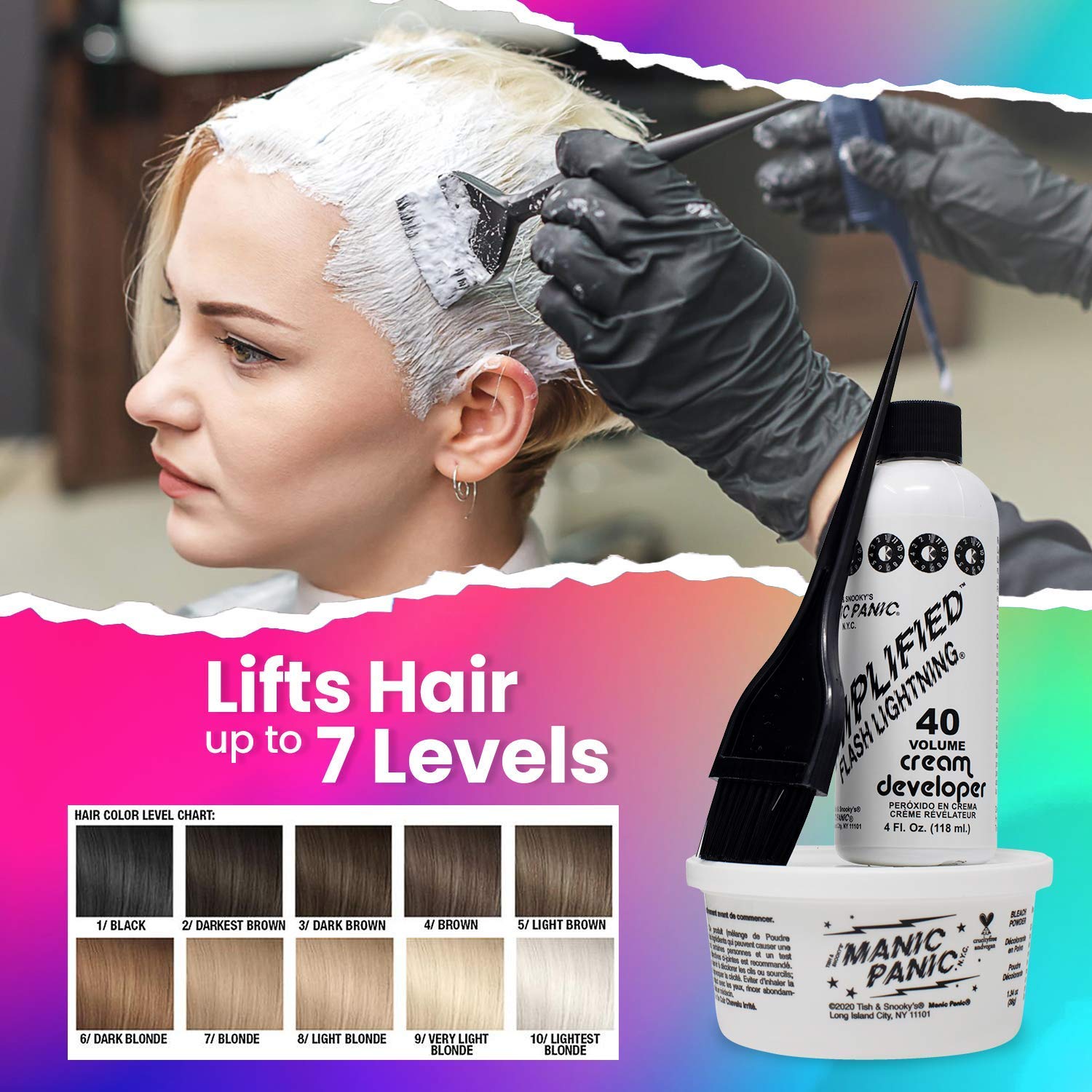 MANIC PANIC Electric Pink Pussycat Hair Dye Bundle with Hair Bleach Kit 40 Volume Developer - Image 6